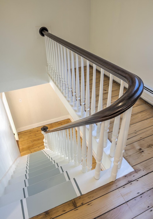 staircase with wood-type flooring