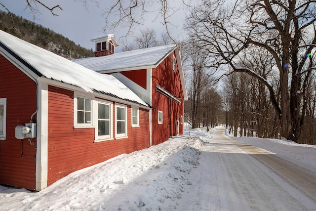 view of snow covered exterior