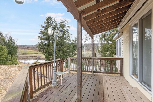 deck with a water view