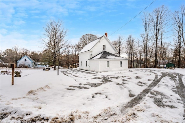 view of snow covered exterior