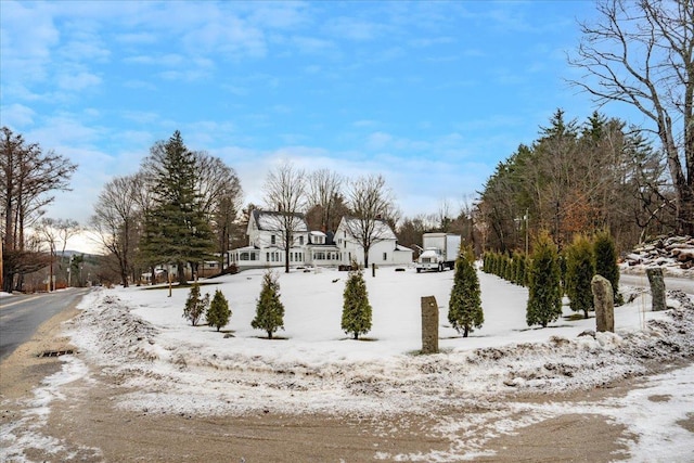 view of yard covered in snow