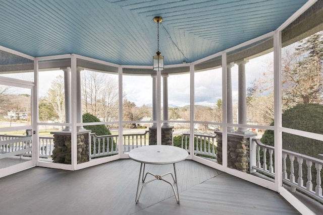 unfurnished sunroom with a wealth of natural light