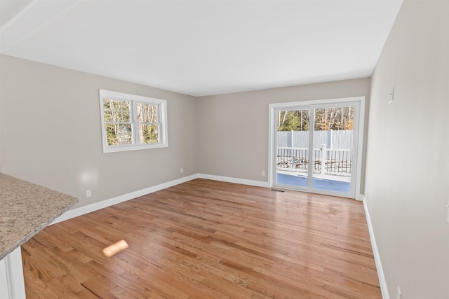 interior space with light hardwood / wood-style floors