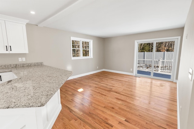 interior space with light hardwood / wood-style floors