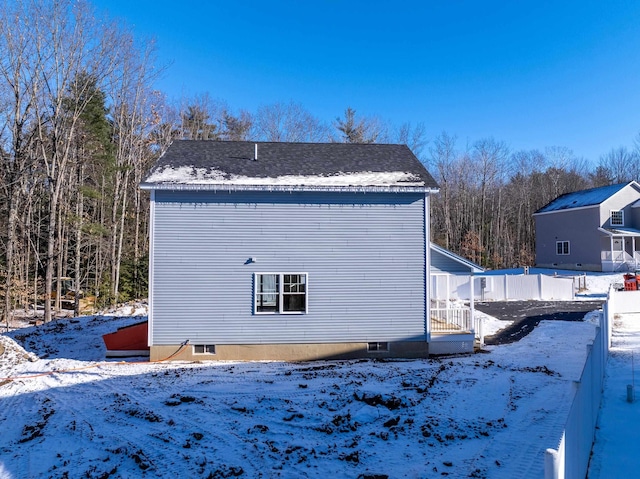 view of snow covered exterior