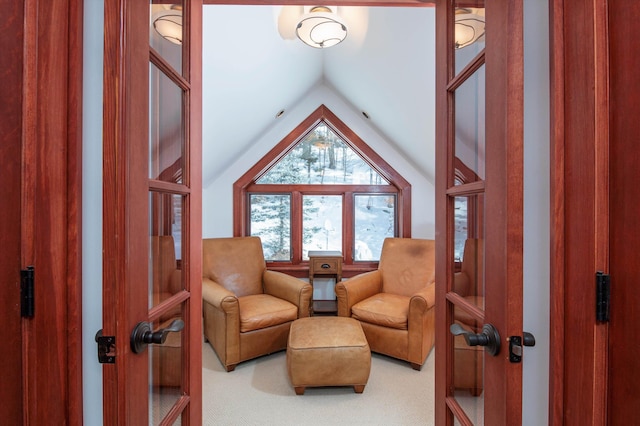 51 E Ash Rd, Plymouth, VT 05056 - living area with carpet floors and lofted ceiling