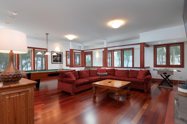51 E Ash Rd, Plymouth, VT 05056 - living room featuring dark hardwood / wood-style floors and pool table