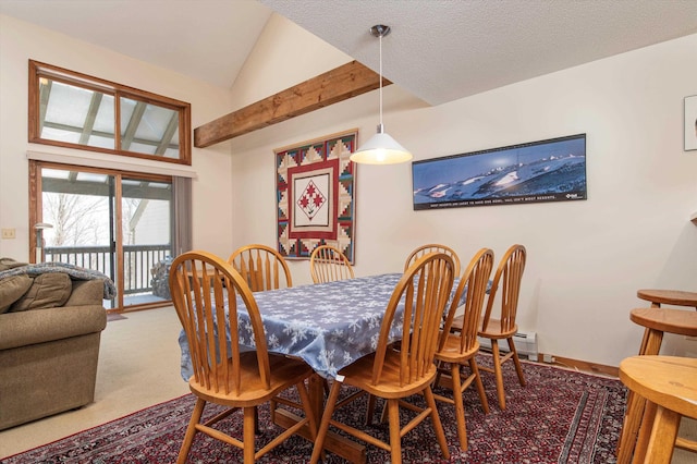 360 Okemo Trailside Ext Unit 37C, Ludlow, VT 05149 - dining room featuring lofted ceiling and carpet flooring