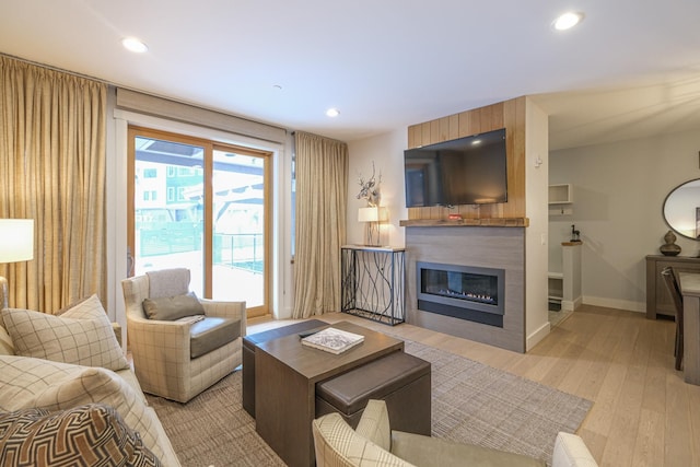 living room with light wood-type flooring