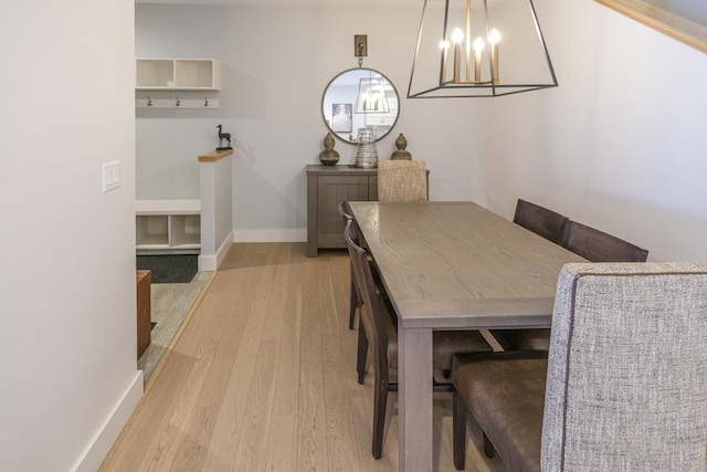 dining space with light wood-type flooring