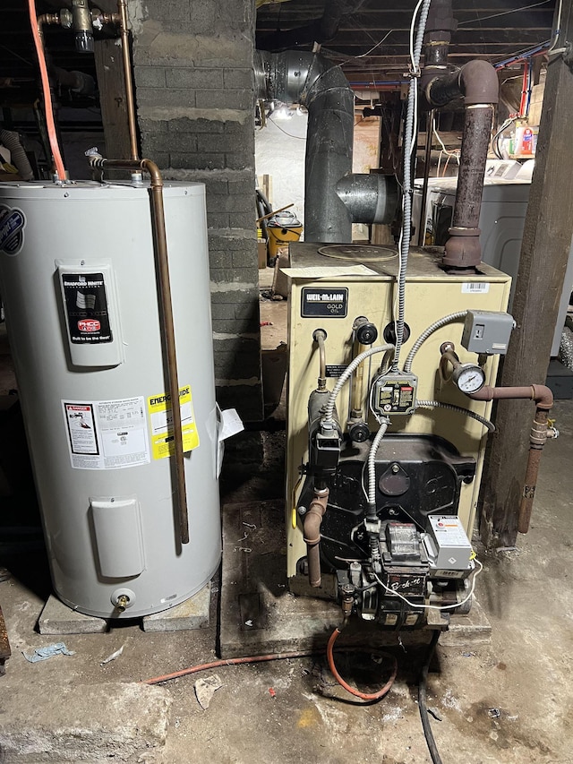 utility room featuring electric water heater