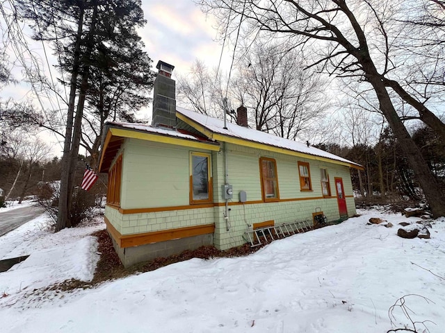 view of snow covered exterior