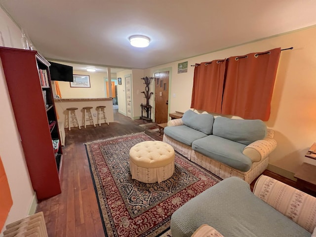 living room featuring dark hardwood / wood-style floors