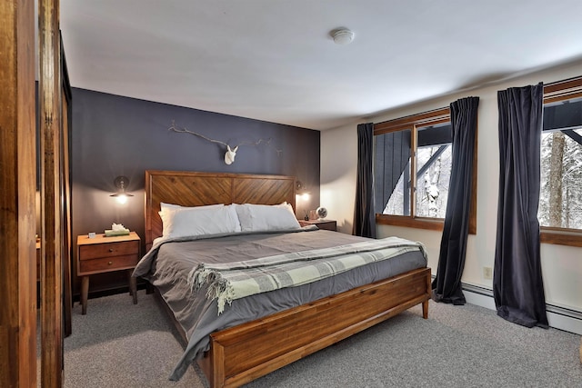 carpeted bedroom featuring multiple windows