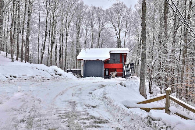 view of snow covered structure