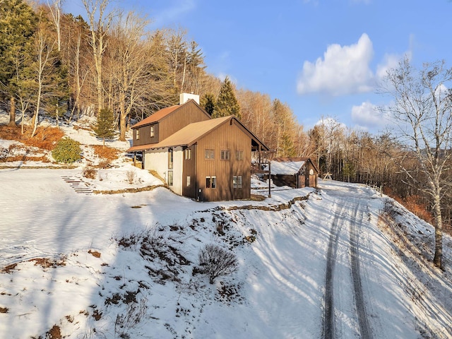 view of snow covered exterior