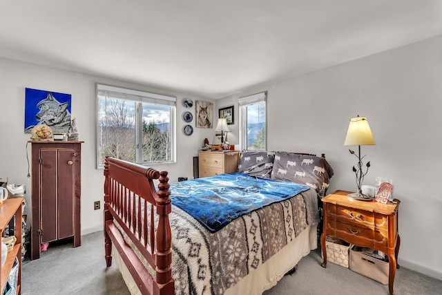 bedroom with carpet floors and multiple windows