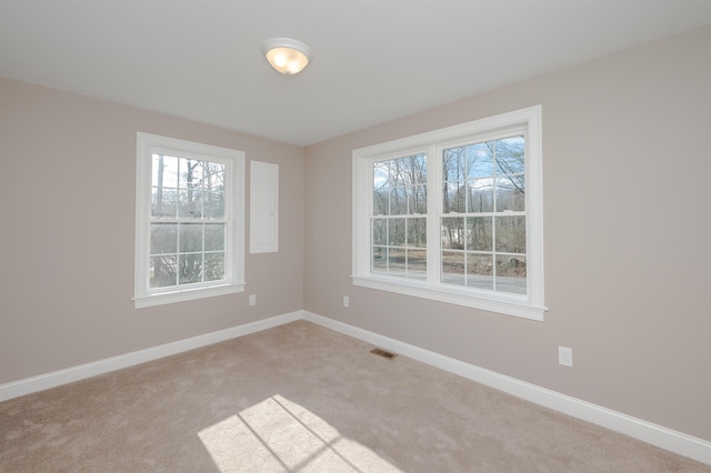 carpeted spare room featuring plenty of natural light