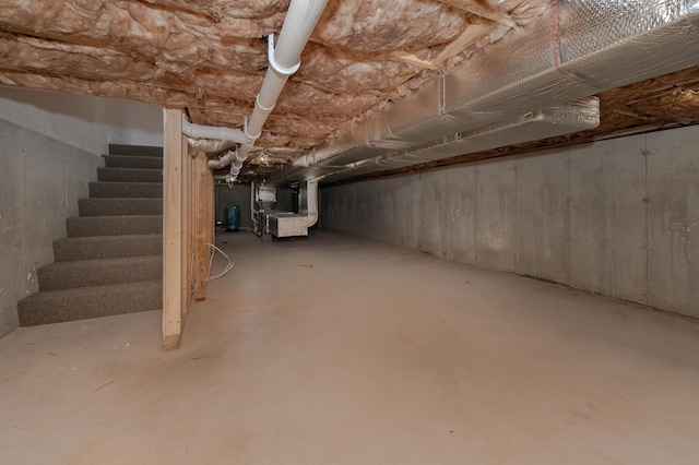 basement with heating unit