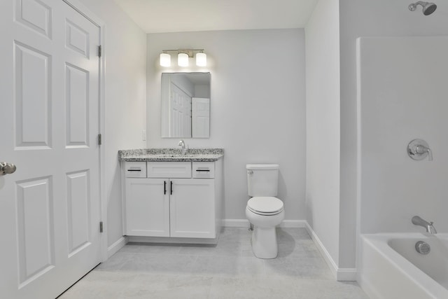 full bathroom featuring tile patterned flooring, vanity, toilet, and shower / tub combination