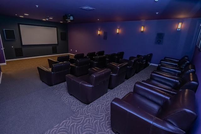 view of carpeted home theater room