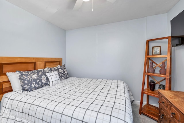 bedroom with carpet floors and ceiling fan