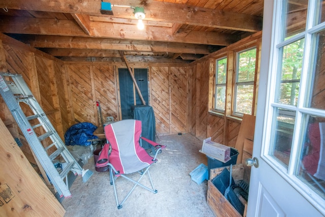 interior space with wood walls