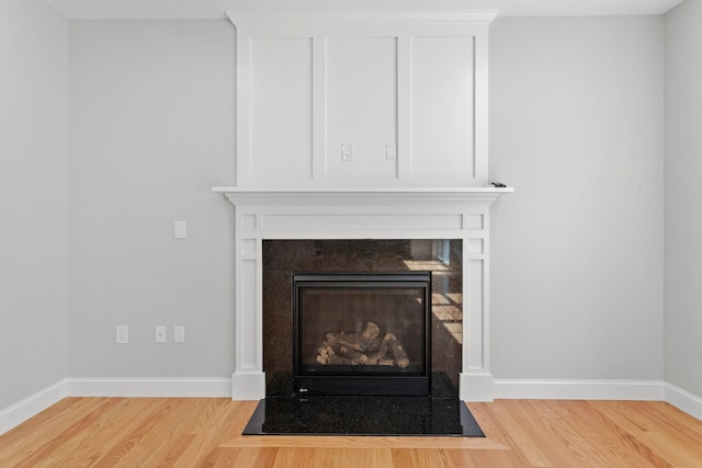 details with a fireplace and hardwood / wood-style floors