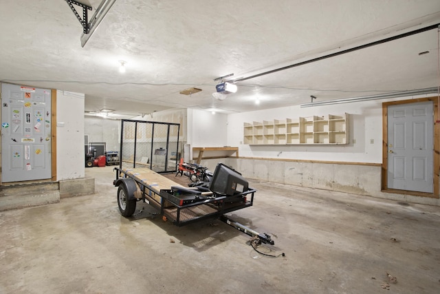 garage with a garage door opener