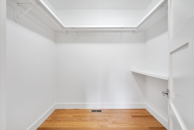 walk in closet with wood-type flooring