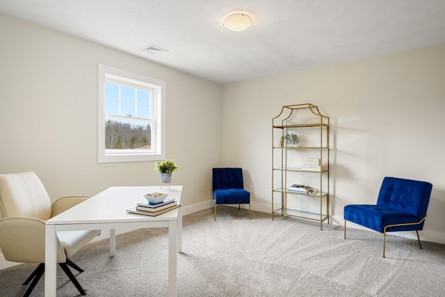 view of carpeted home office