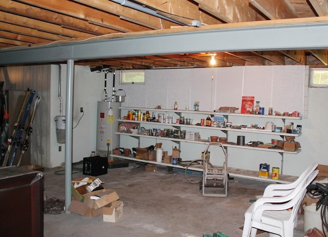 basement featuring water heater