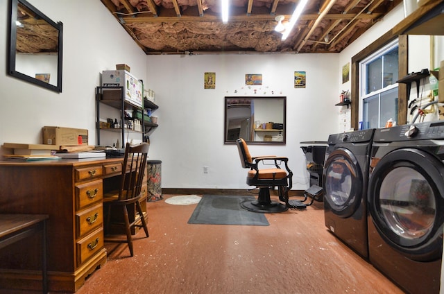 interior space featuring washer and dryer