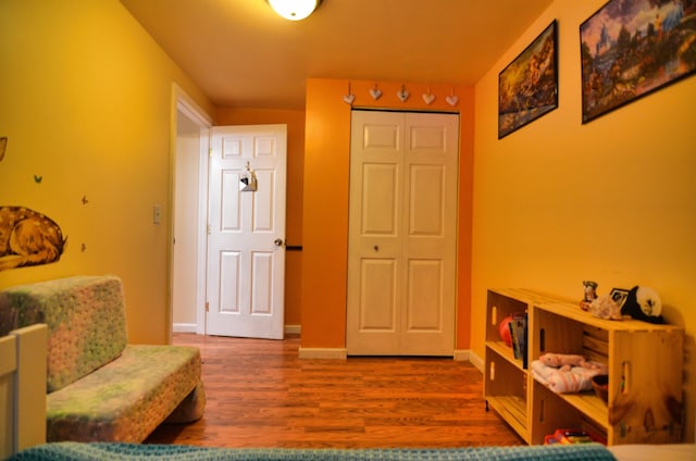 living area featuring hardwood / wood-style flooring