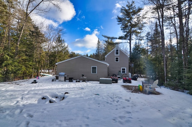 view of snow covered property