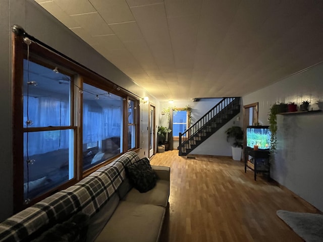 living room with wood-type flooring