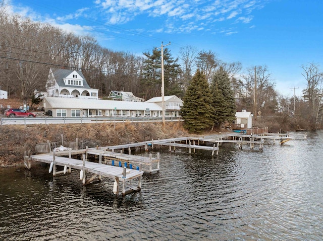 view of dock featuring a water view