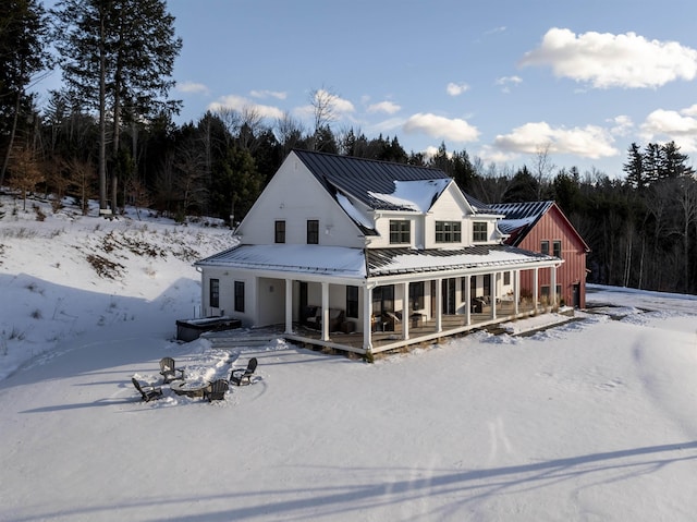 view of front of home featuring a wooden deck