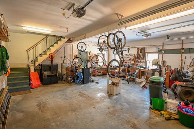 garage with a garage door opener