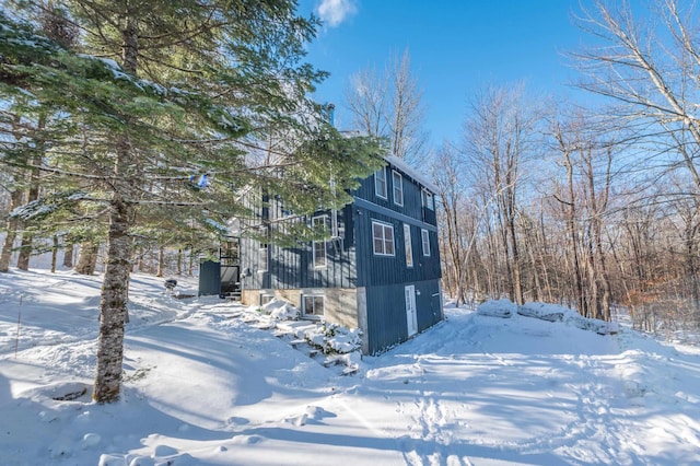 view of snow covered exterior