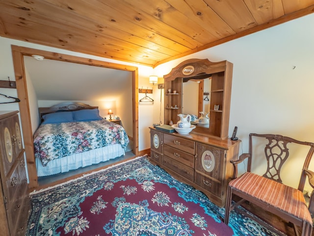 bedroom featuring wood ceiling