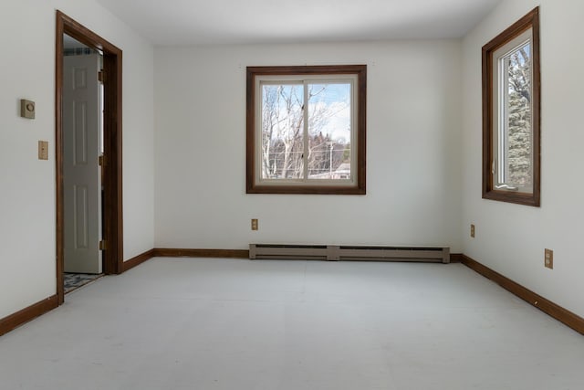 empty room featuring a baseboard radiator