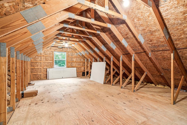 view of unfinished attic