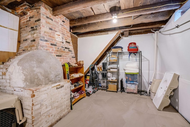 basement with wood ceiling