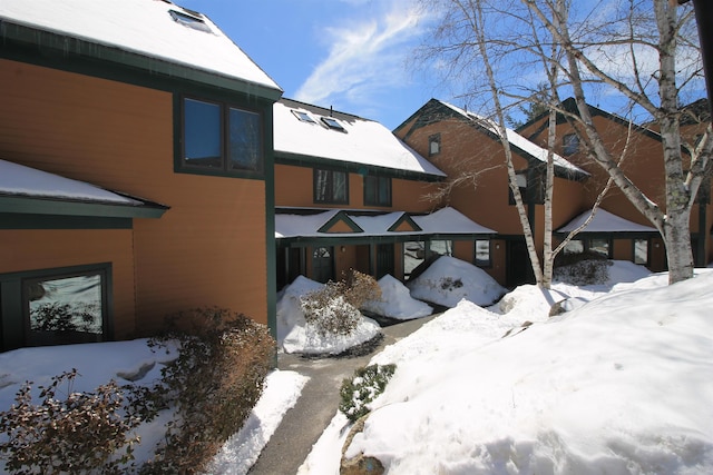 view of snow covered exterior