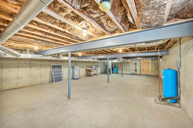 basement with electric water heater