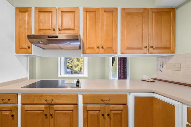 kitchen featuring decorative backsplash and black electric cooktop