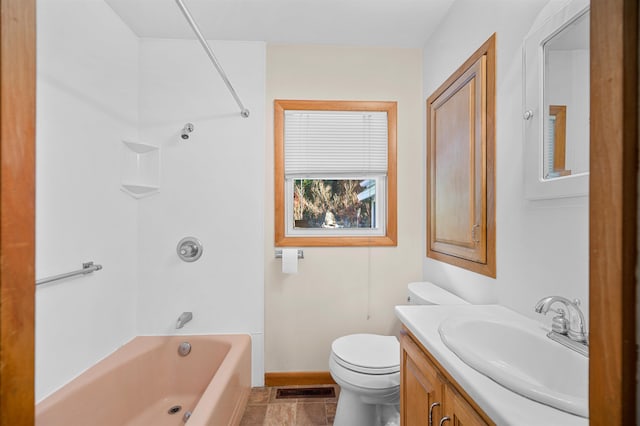 full bathroom with vanity, toilet, and tub / shower combination