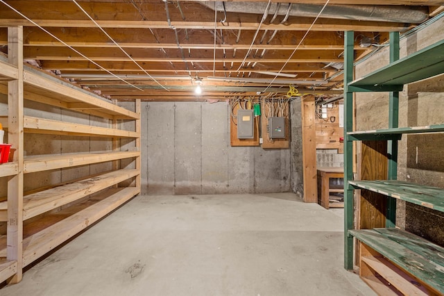 basement with electric panel