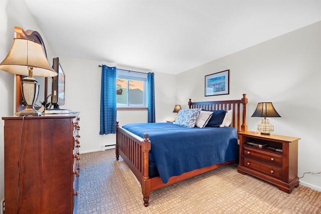 bedroom featuring a baseboard radiator